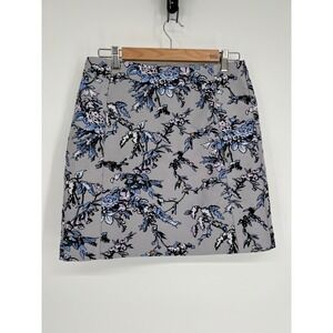 LOFT Embroidered Floral Mini Skirt - Blue, Lavender, Gray‎ - Women's Size 4